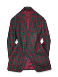 Red/Green Tartan Checked Bespoke Sports Jacket, Long