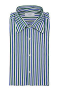 Blue/Green Striped Spread Collar Shirt
