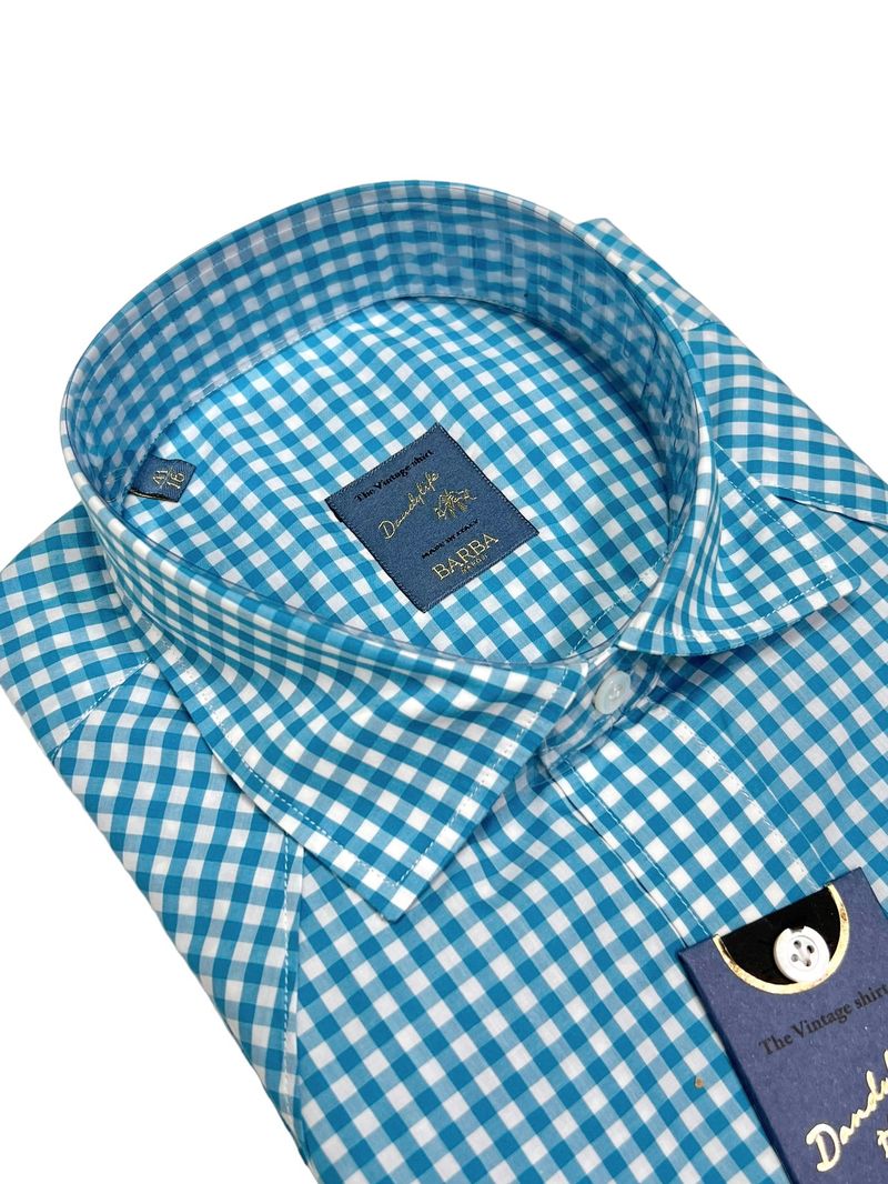 Blue Checked Patch Pocket Cotton Shirt