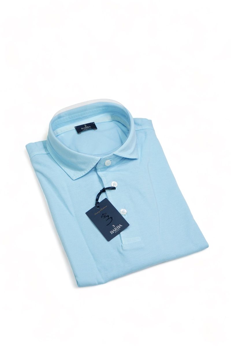 Light Blue Short Sleeve Cotton Polo Pique