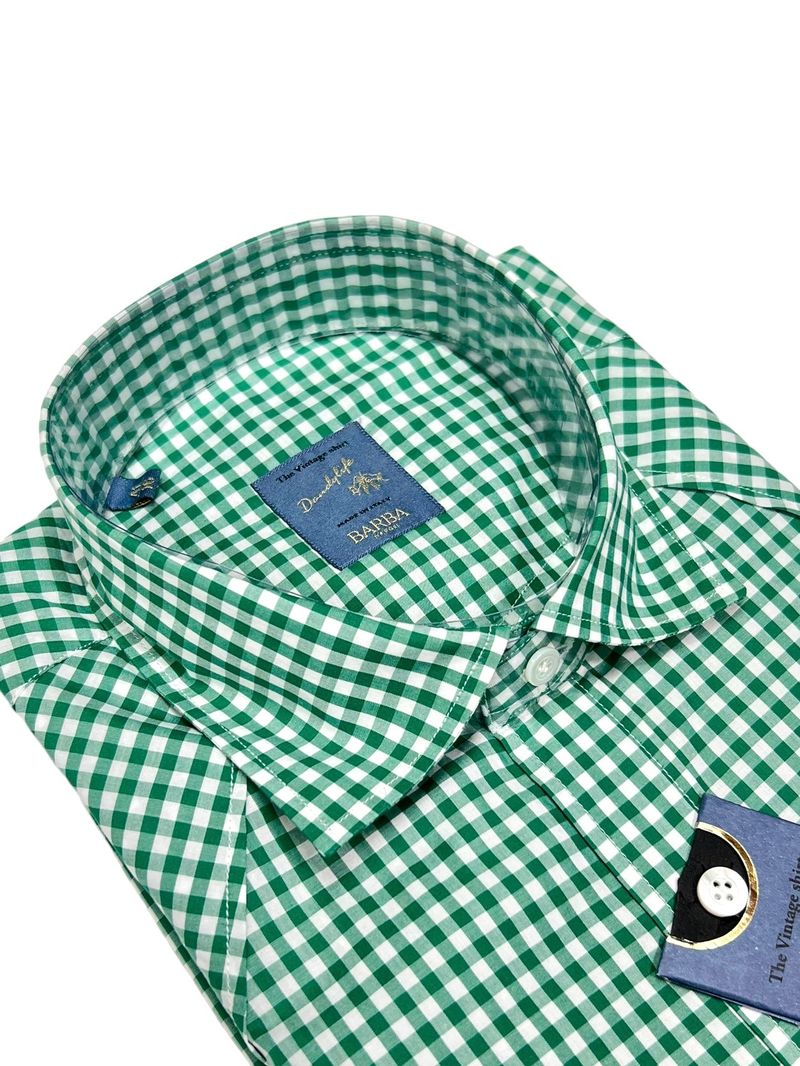 Green Checked Patch Pocket Cotton Shirt