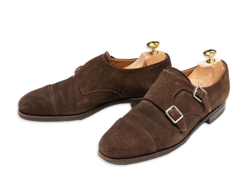 Brown Suede Double Monk Straps