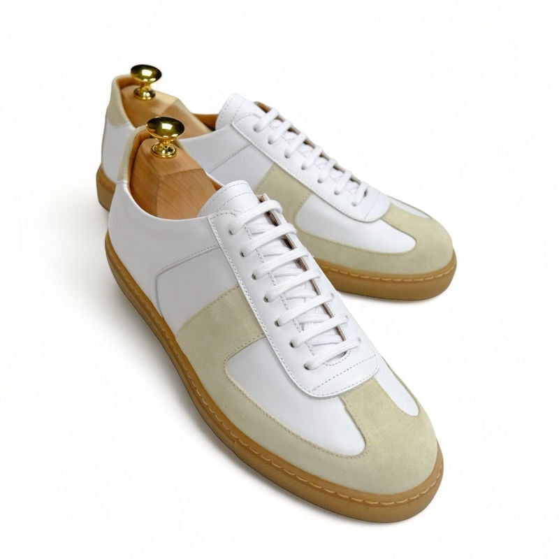 White/Beige Leather GAT Sneakers