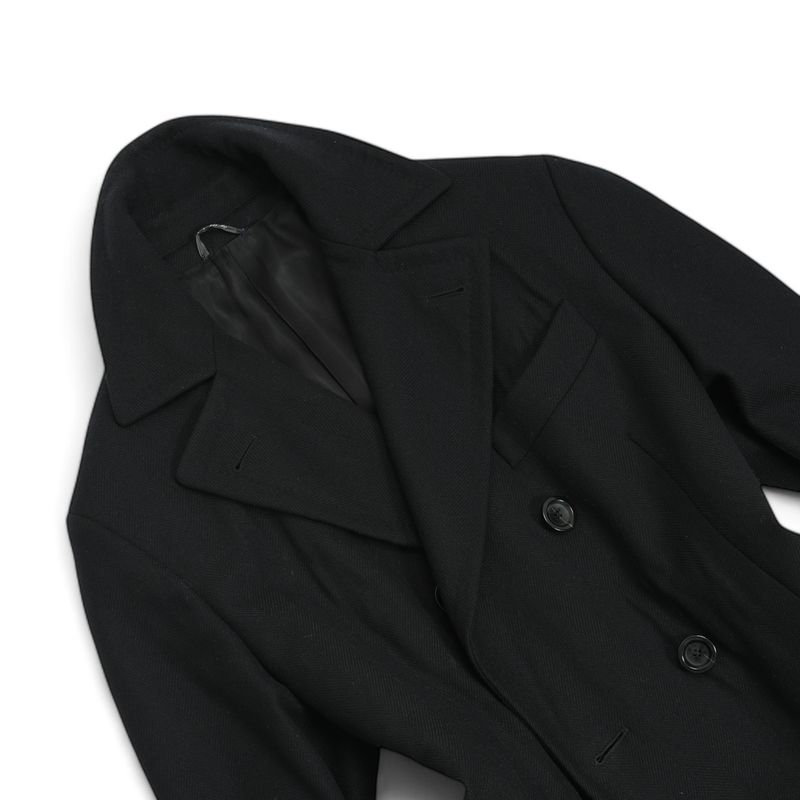 Navy Double Breasted Herringbone Polo Coat