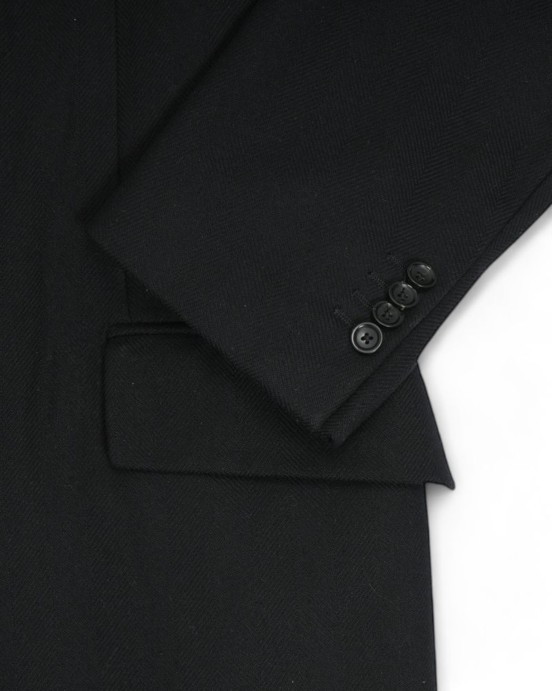 Navy Double Breasted Herringbone Polo Coat