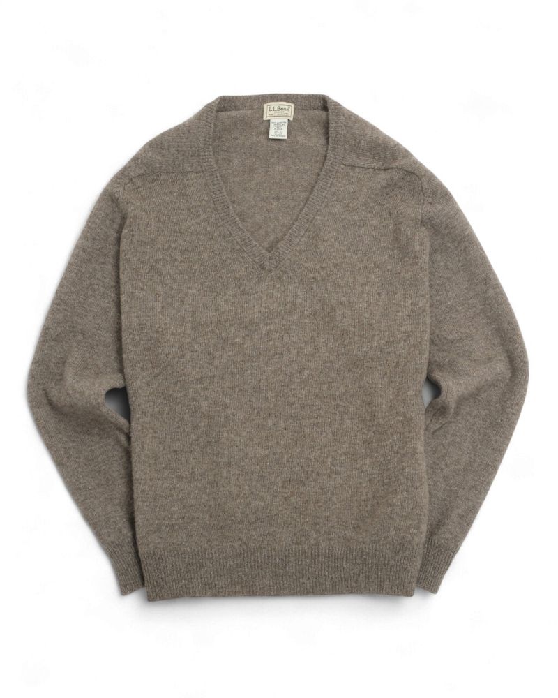 Grey Lambswool Deep V-Neck Sweater