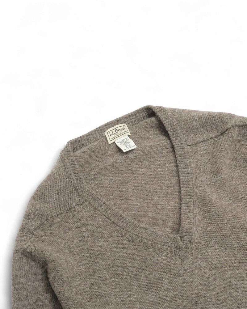 Grey Lambswool Deep V-Neck Sweater