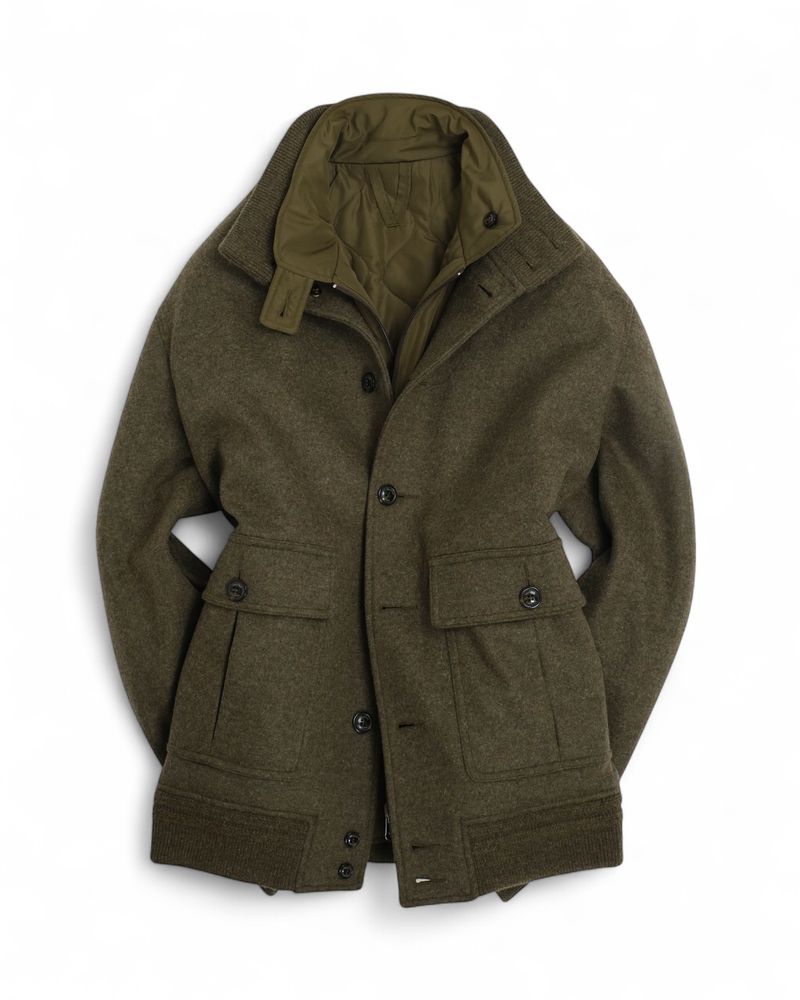 Olive Felted Jersey Wool Valstarino Jacket