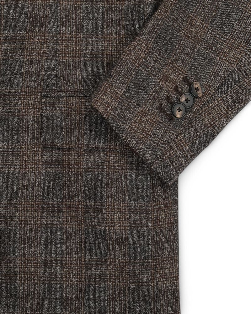 Grey Plaid Check Wool Sports Jacket