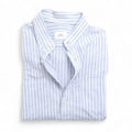 Blue/Navy Track Striped Mandarin Popover Shirt