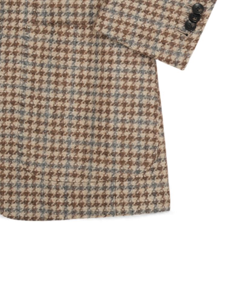 Beige/Brown Grey Houndstooth Baby Alpaca Blend Sports Jacket