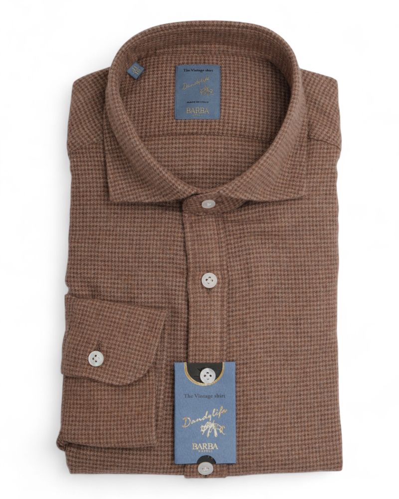 Brown Houndstooth Flannel Shirt