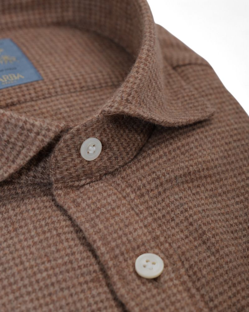 Brown Houndstooth Flannel Shirt