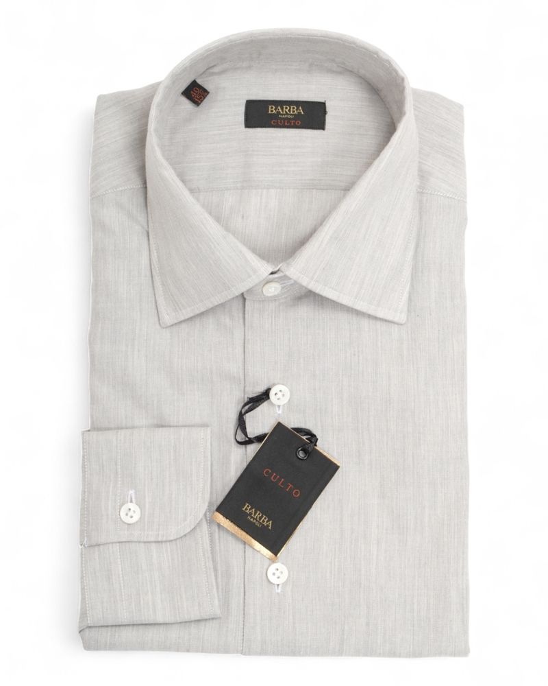 Light Grey Worsted Herringbone Shirt