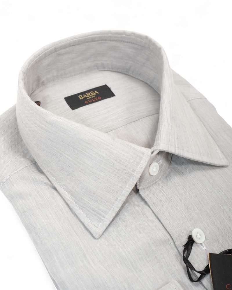 Light Grey Worsted Herringbone Shirt
