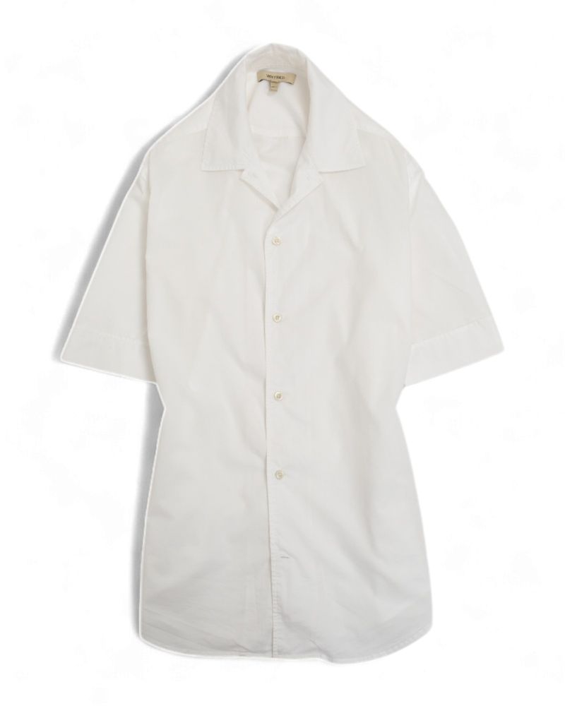 White Short-Sleeve Camp Collar Shirt