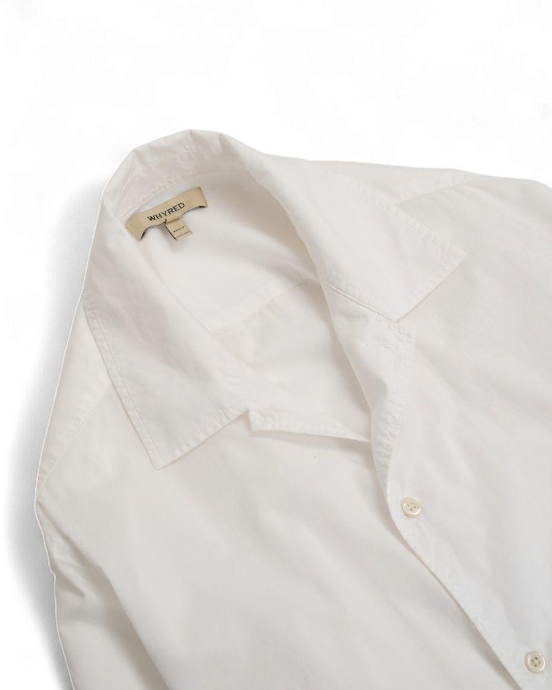 White Short-Sleeve Camp Collar Shirt