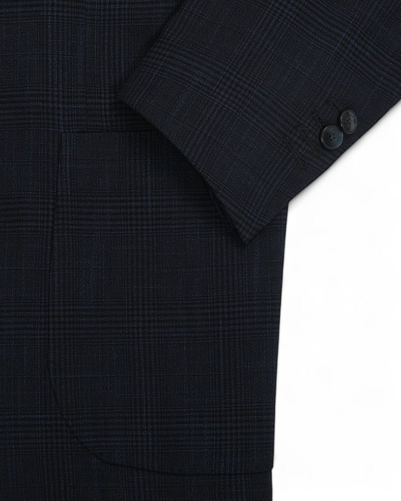 Navy & Black Plaid Check DB. Suit