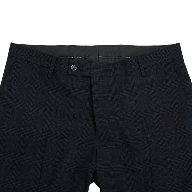 Navy & Black Plaid Check DB. Suit