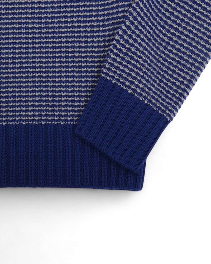 Blue & Light Grey Chunky Merino Crewneck