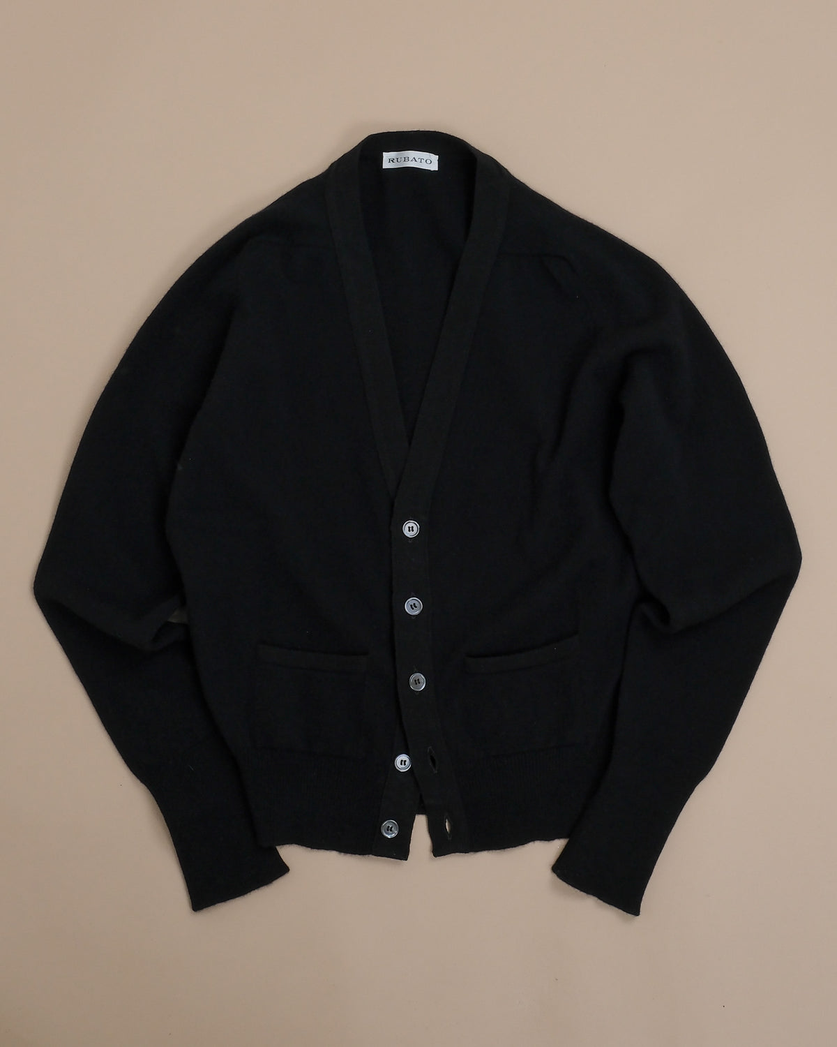 Black Lambswool Standard Cardigan by Rubato