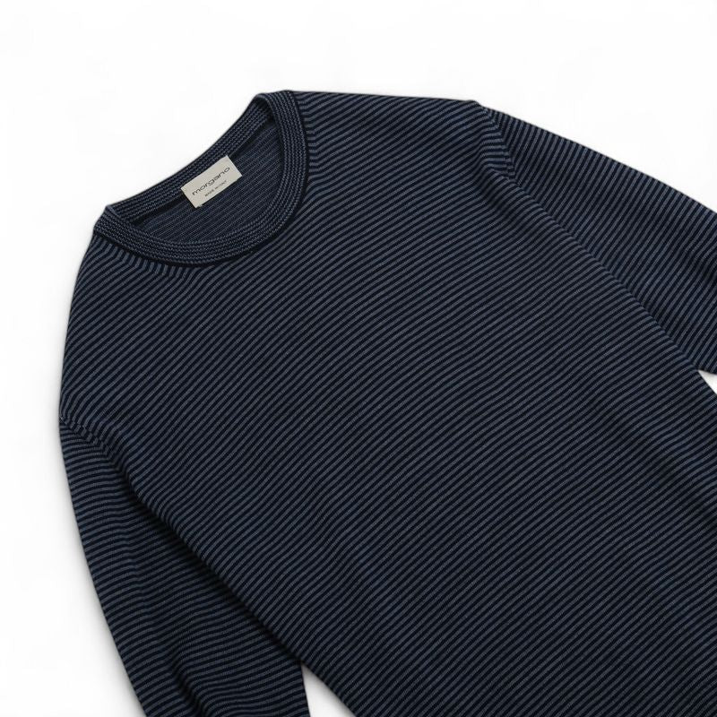 Navy/Blue Striped Merino Crewneck