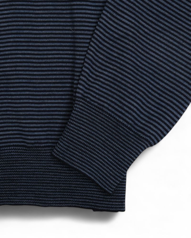 Navy/Blue Striped Merino Crewneck
