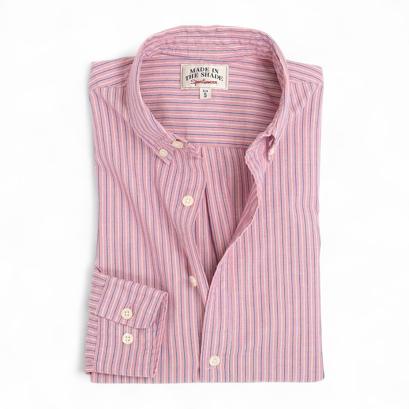 Pale Red/Blue/White Poplin BD. Shirt