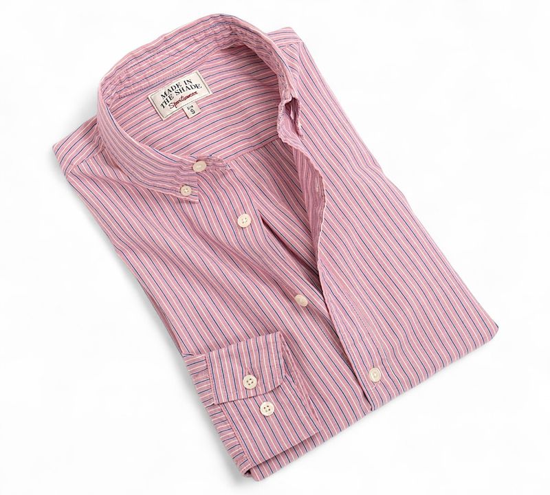 Pale Red/Blue/White Poplin BD. Shirt