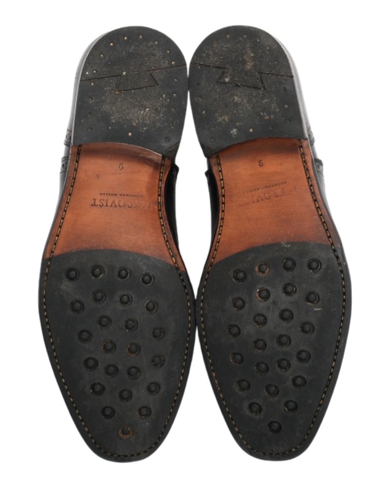 Black Cap Toe Semi-Brogue Oxfords