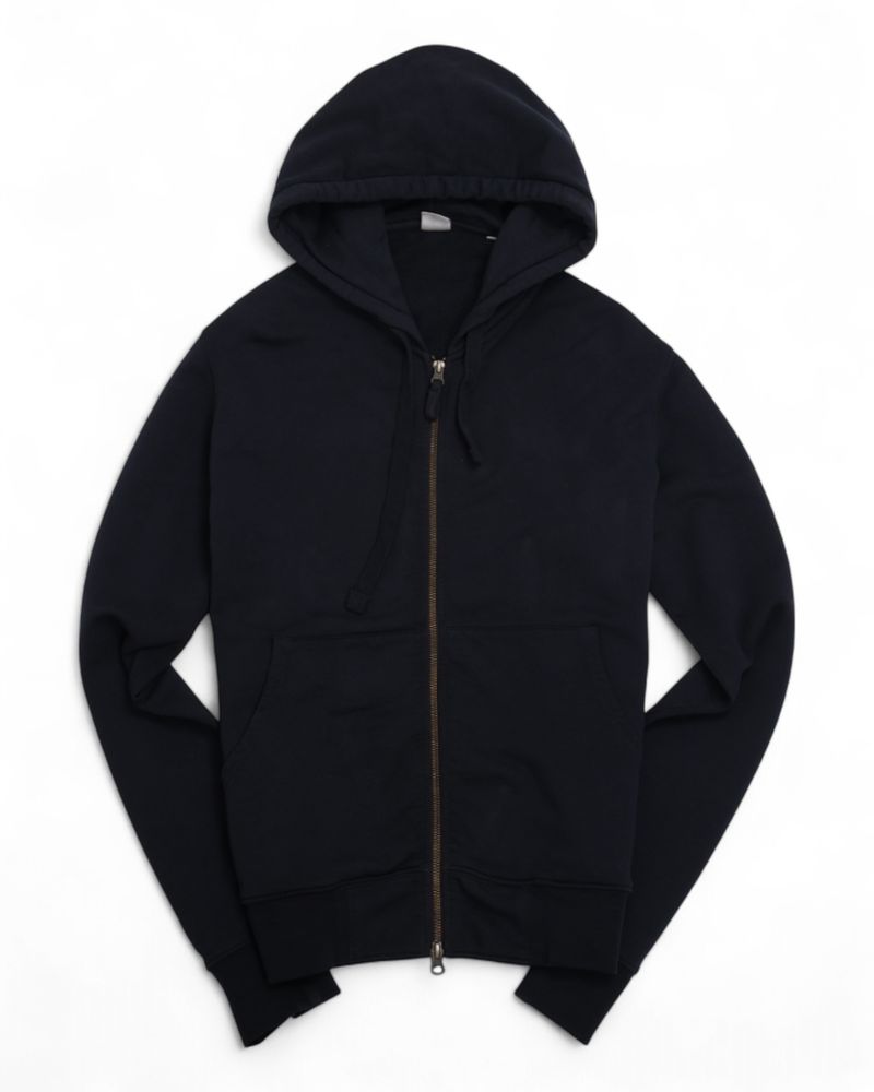 Navy Cotton Full-Zip Hooded Sweatshirt