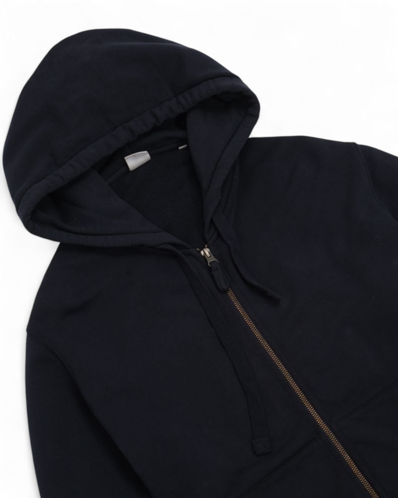 Navy Cotton Full-Zip Hooded Sweatshirt