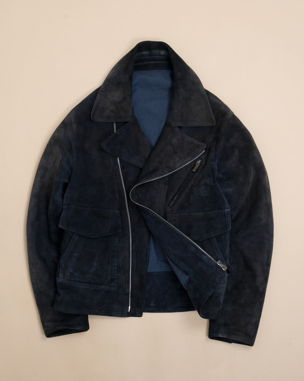 Stòffa Navy Suede 001 Asymmetric Jacket