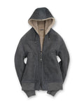 Steel Grey Leather Shearling Jacket