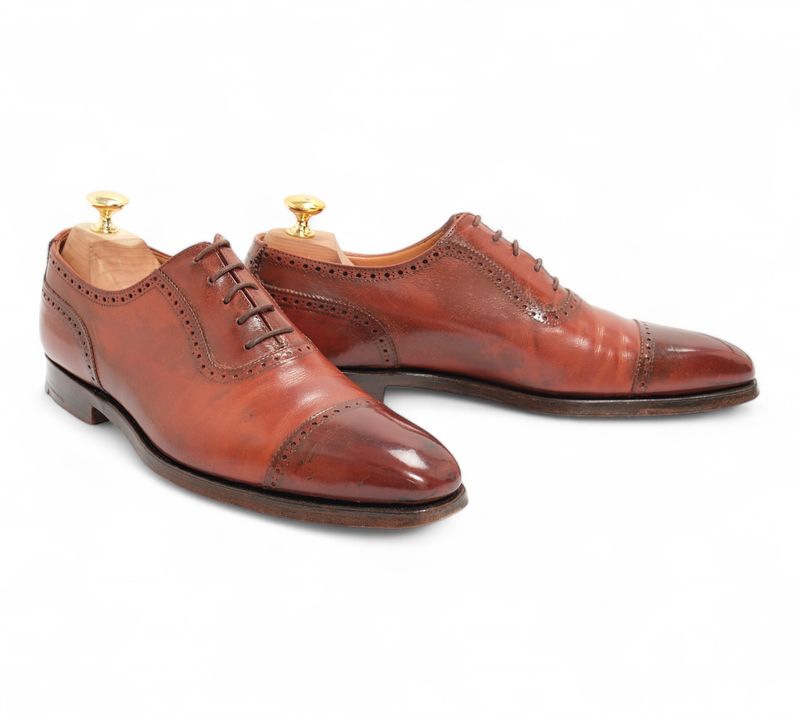 Brown Semi Brogue Cap Toe Oxfords