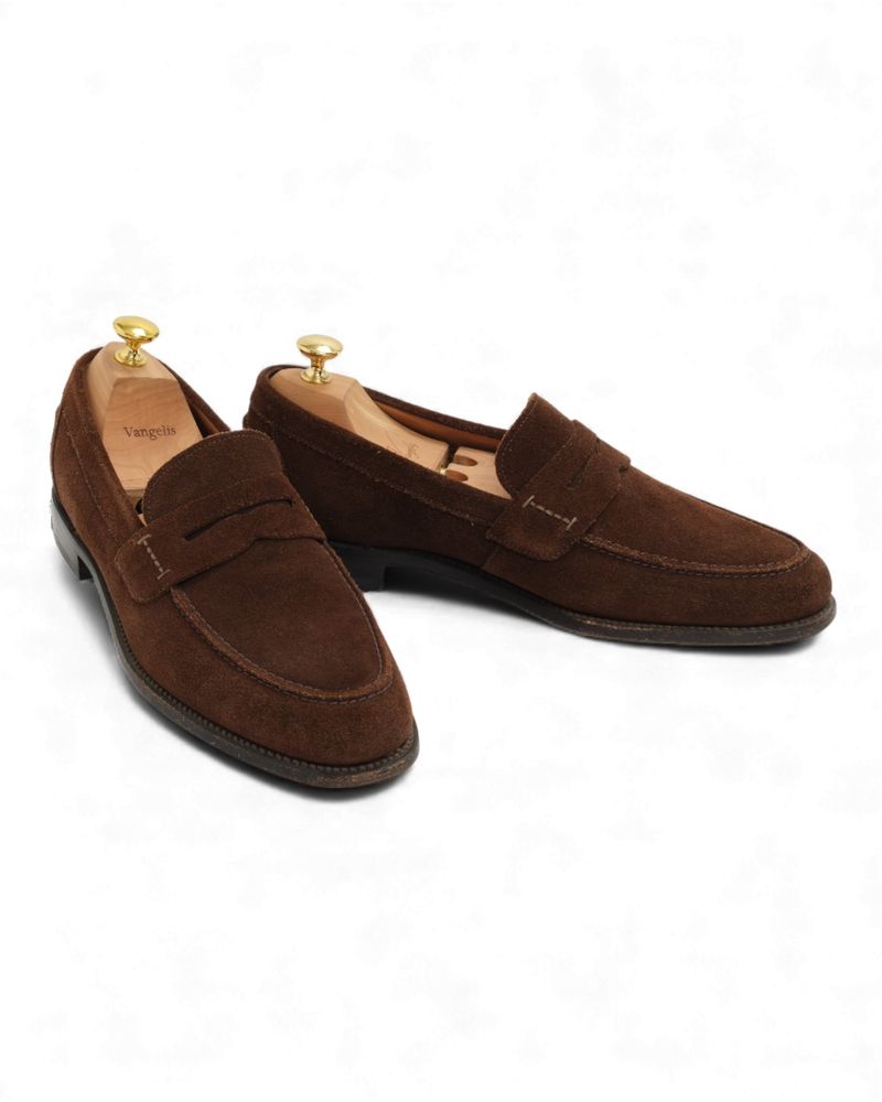 Brown Suede Penny Loafers