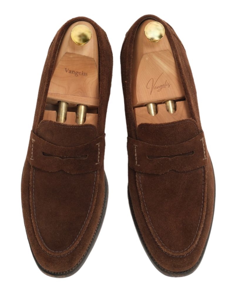 Brown Suede Penny Loafers