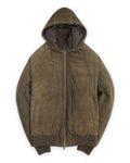 Dark Brown Padded Suede Down Jacket