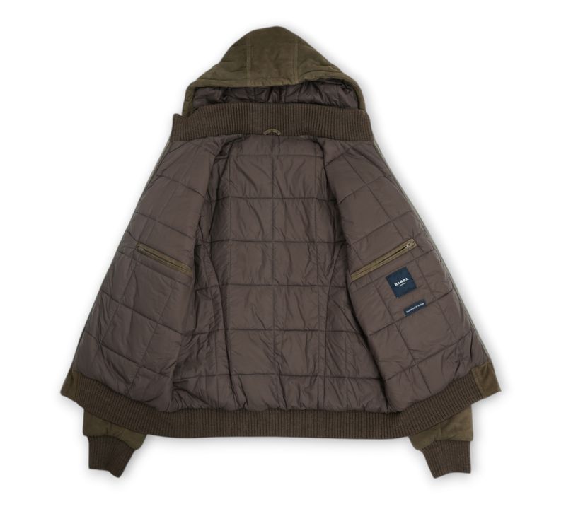 Dark Brown Padded Suede Down Jacket