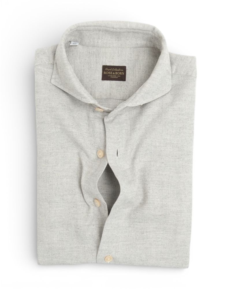 Light Grey Herringbone Flannel Shirt