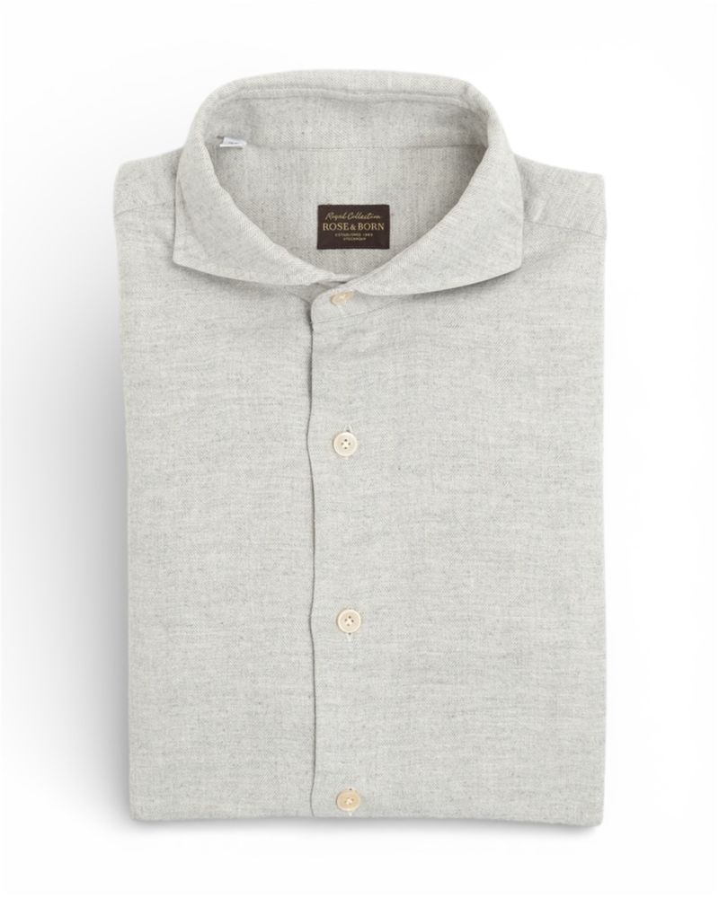 Light Grey Herringbone Flannel Shirt