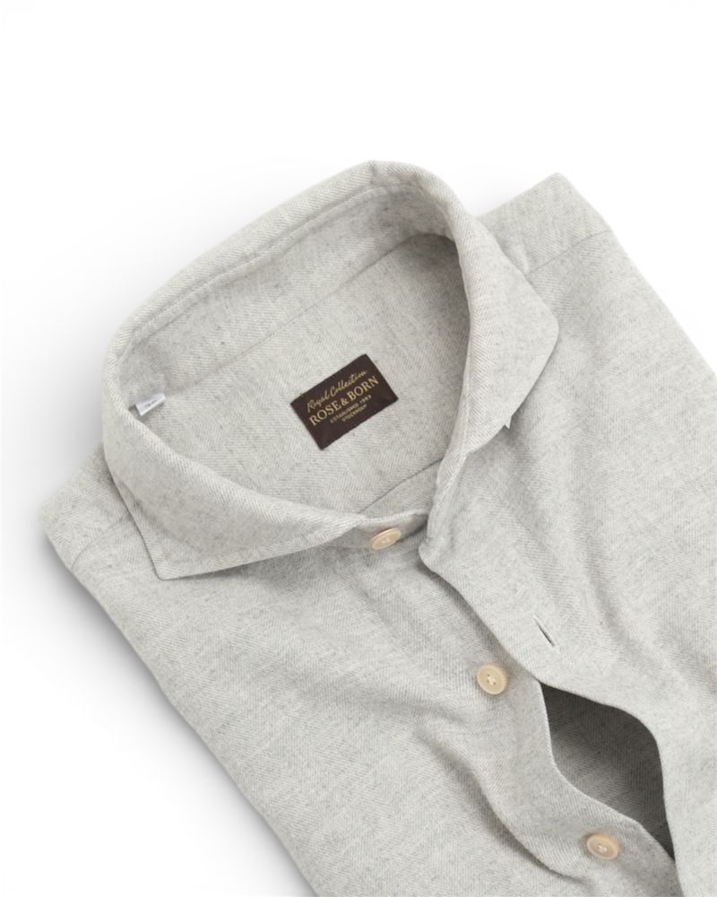 Light Grey Herringbone Flannel Shirt