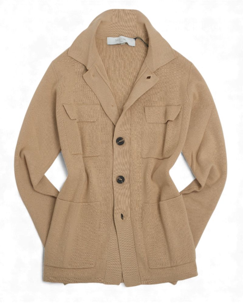 Beige Knitted Cotton Overshirt