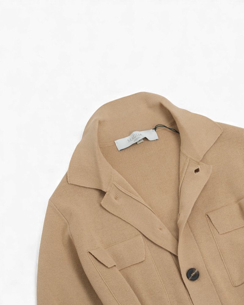 Beige Knitted Cotton Overshirt