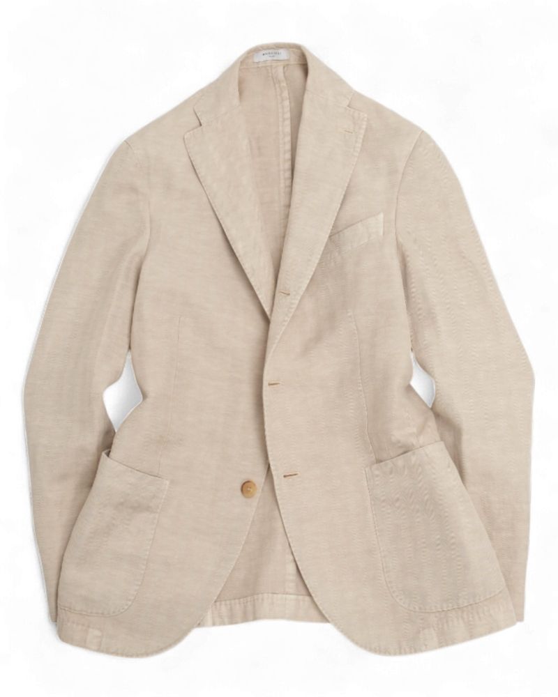 Light Beige Herringbone Cotton & Linen Suit