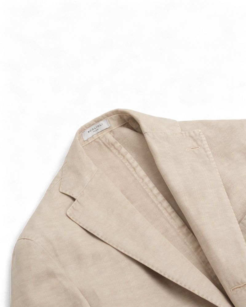 Light Beige Herringbone Cotton & Linen Suit