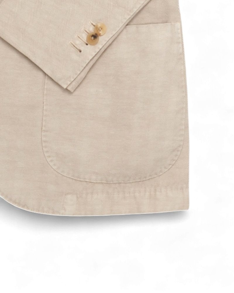 Light Beige Herringbone Cotton & Linen Suit