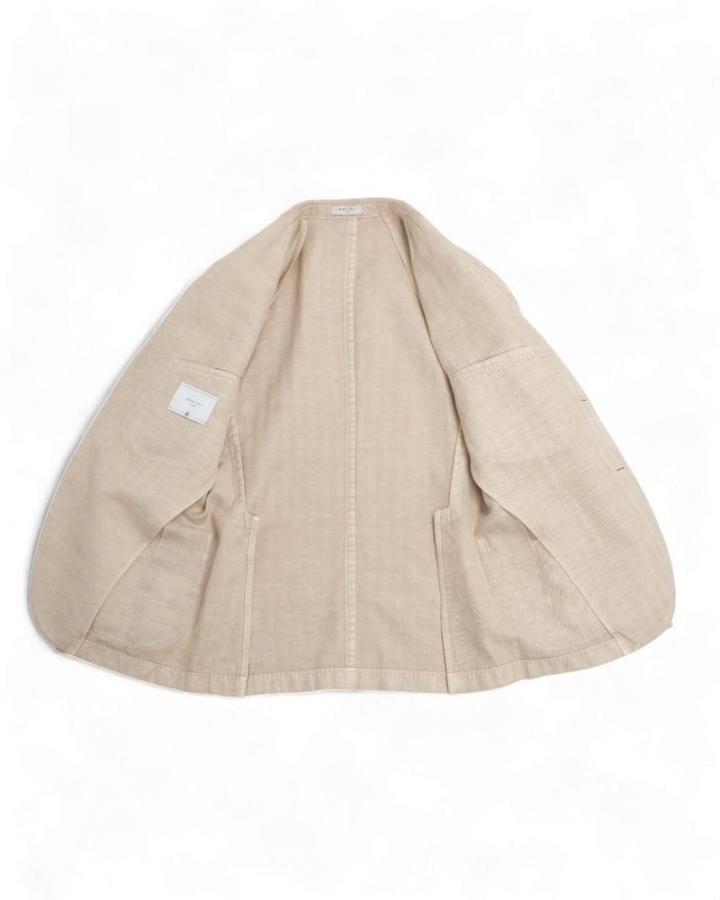 Light Beige Herringbone Cotton & Linen Suit