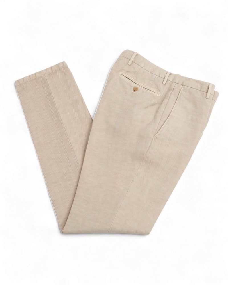 Light Beige Herringbone Cotton & Linen Suit