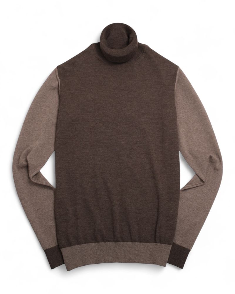 Taupe/Beige Merino Rollneck